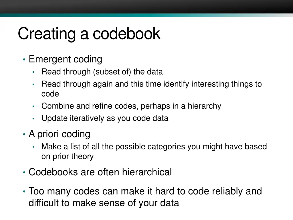 creating a codebook