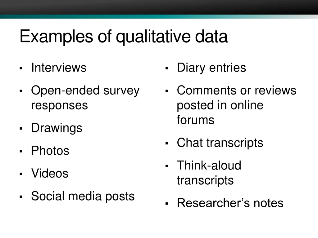 examples of qualitative data