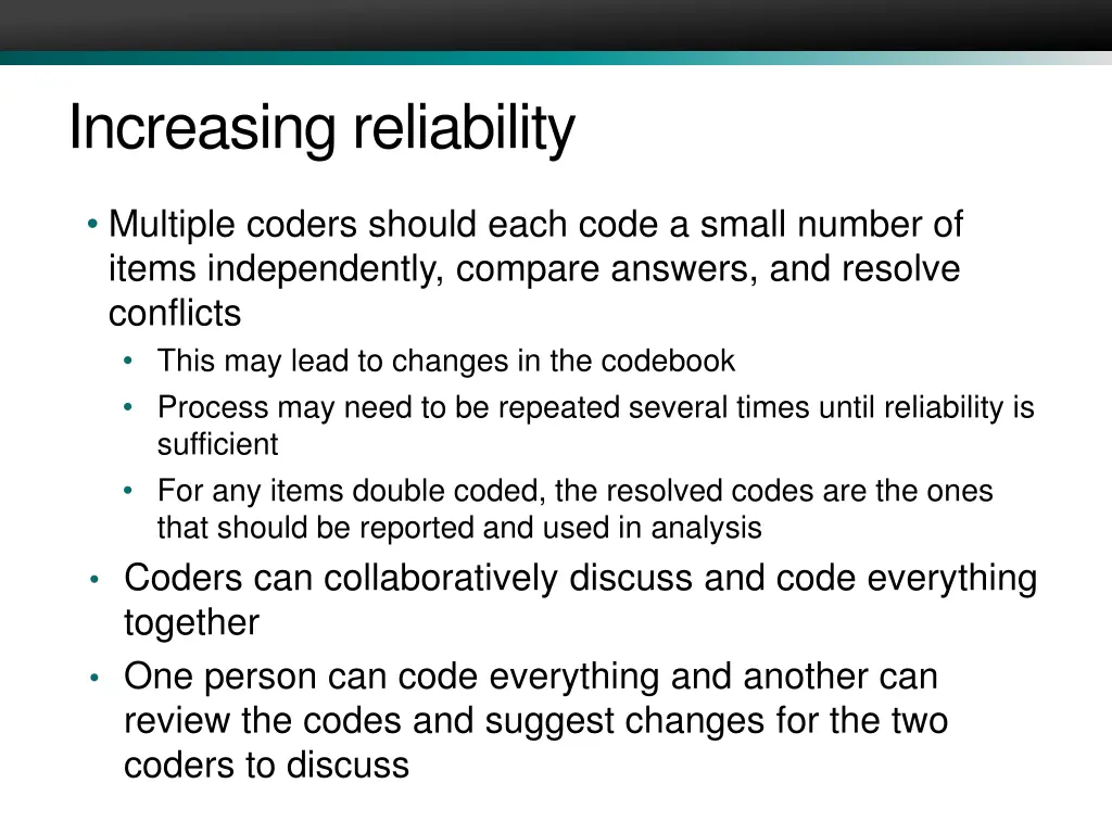 increasing reliability