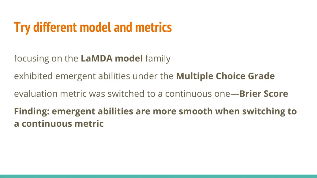 try different model and metrics