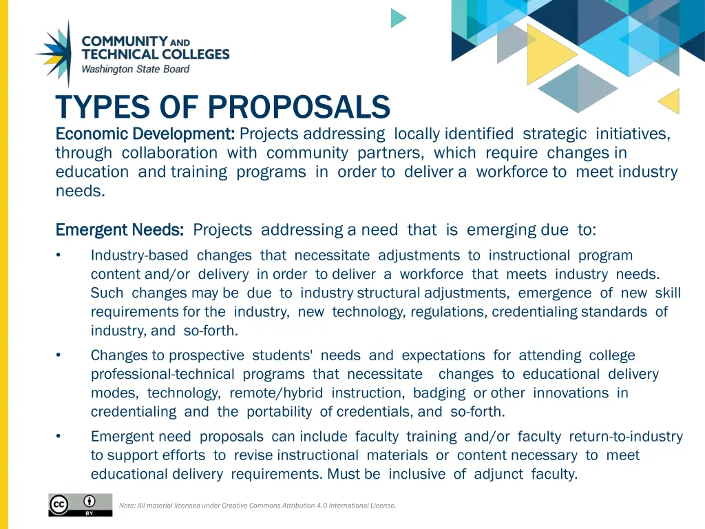 types of proposals economic development economic