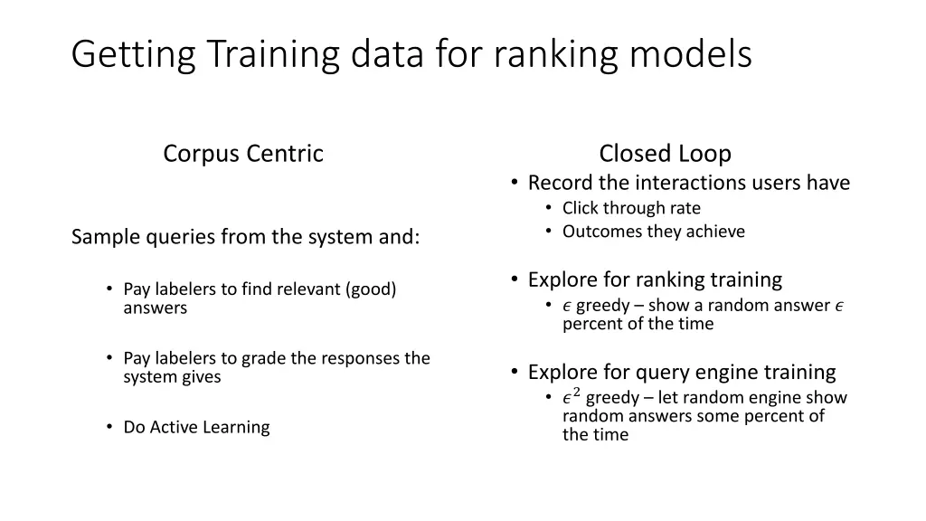 getting training data for ranking models