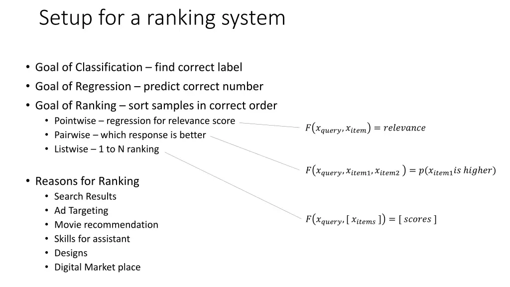 setup for a ranking system