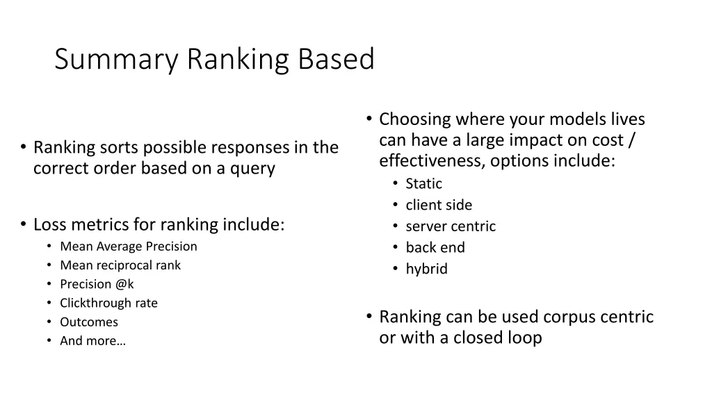 summary ranking based