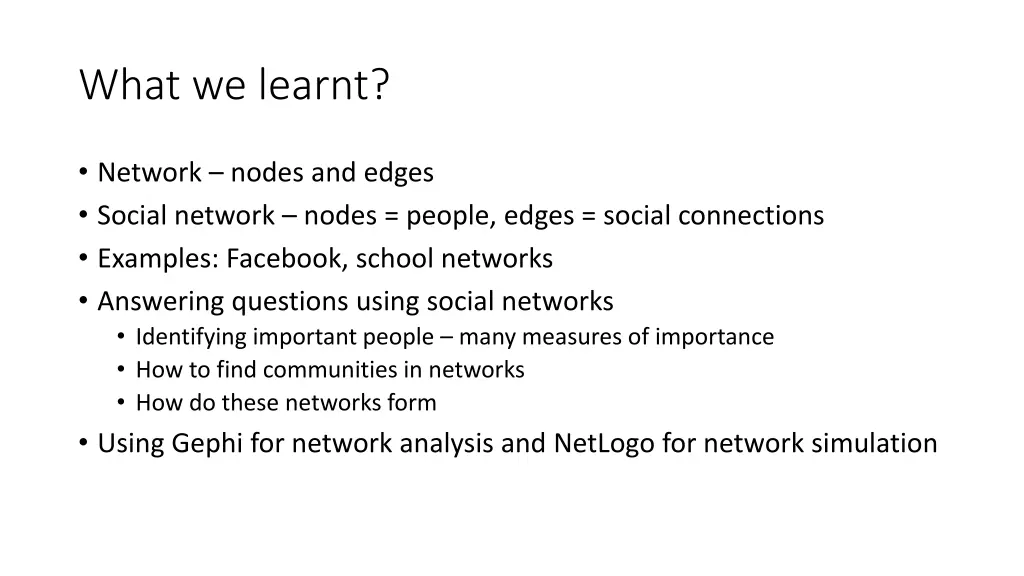what we learnt