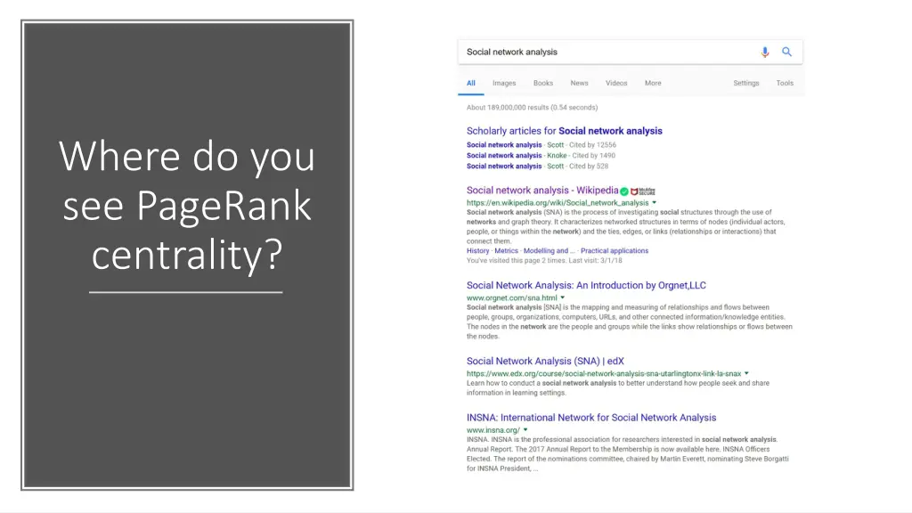 where do you see pagerank centrality
