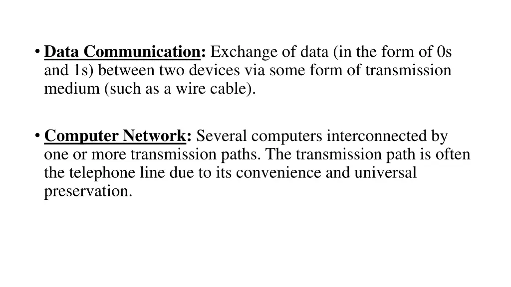 data communication exchange of data in the form