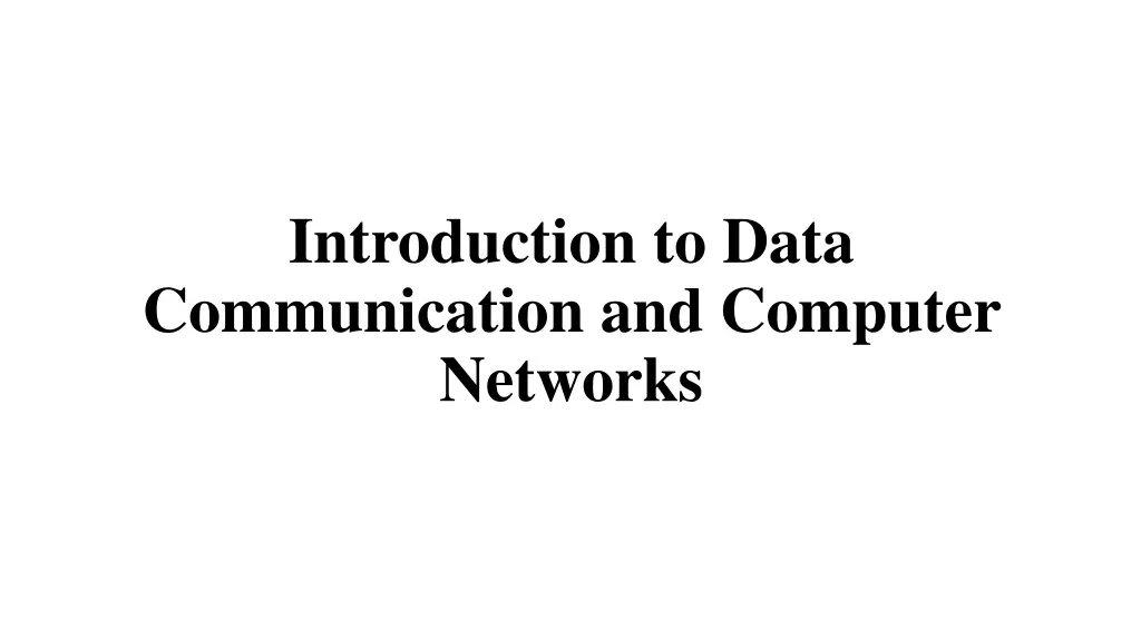 introduction to data communication and computer