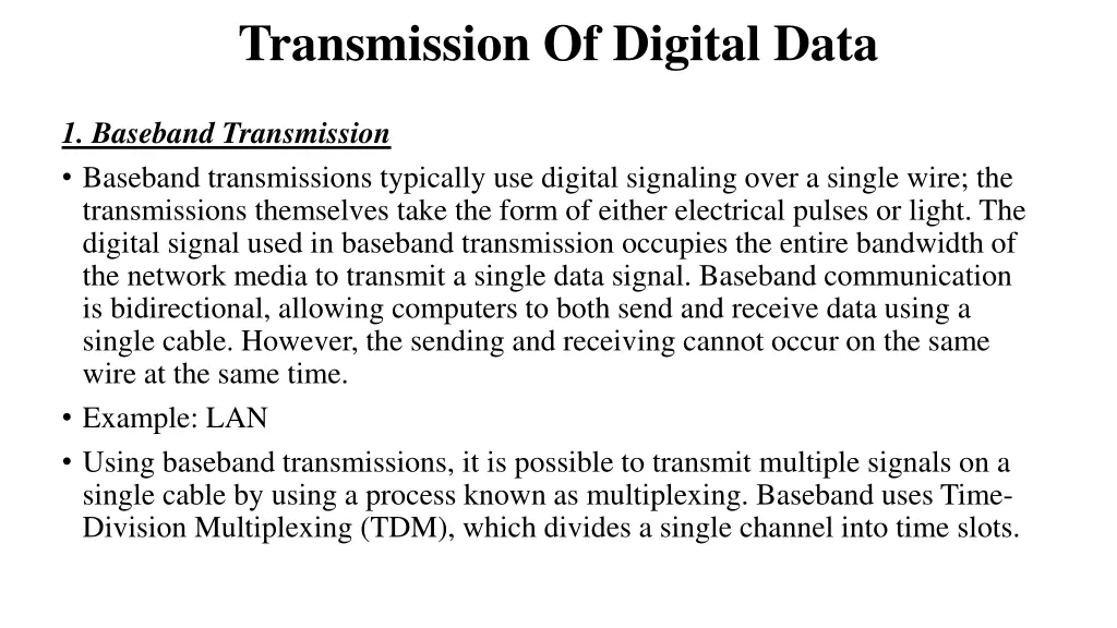 transmission of digital data