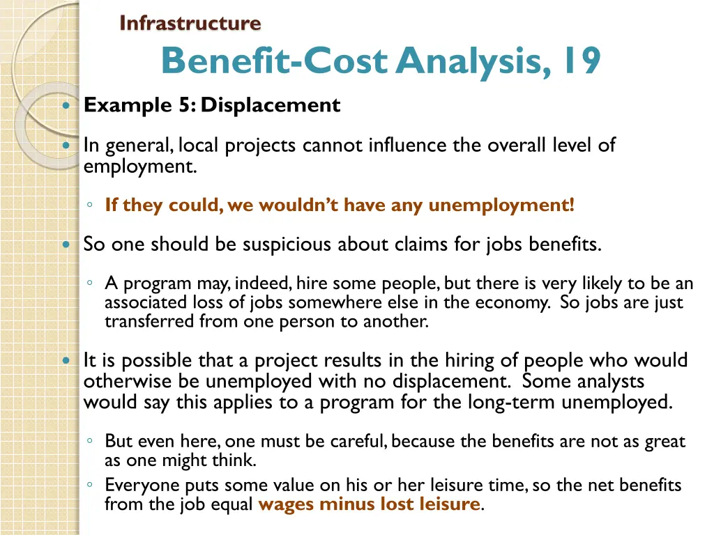 infrastructure benefit cost analysis 19