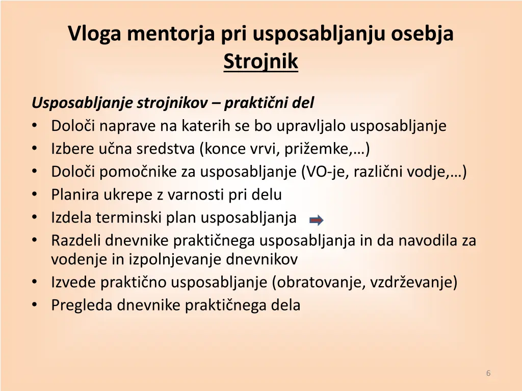vloga mentorja pri usposabljanju osebja strojnik