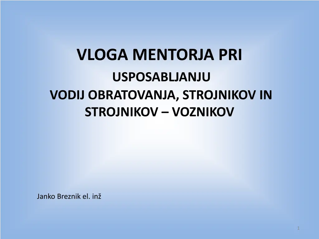 vloga mentorja pri usposabljanju vodij