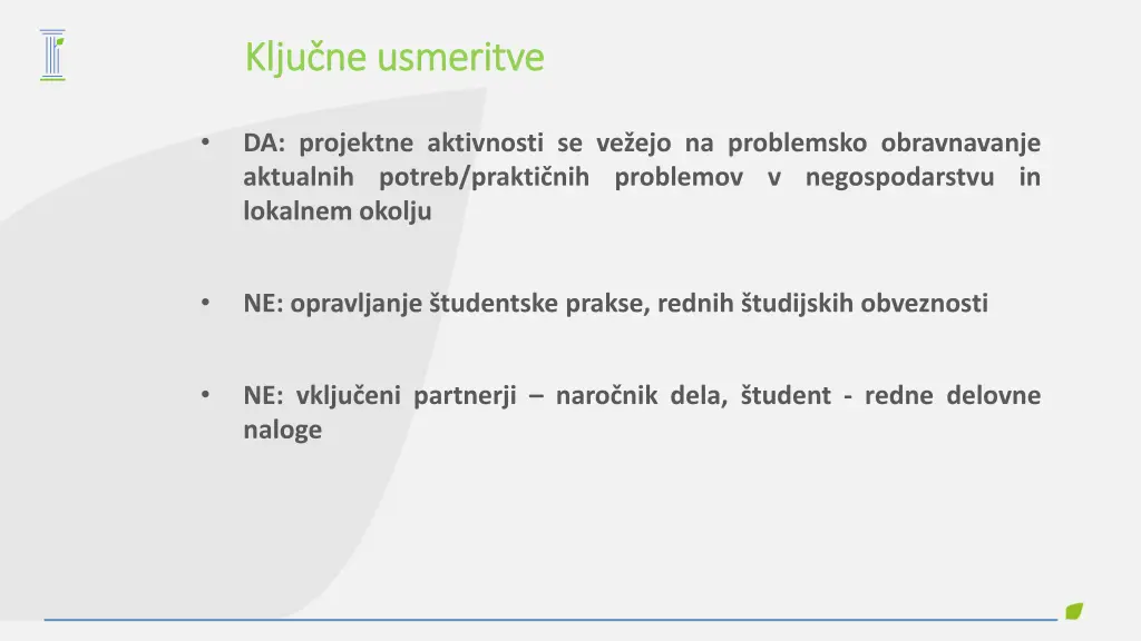 klju ne usmeritve klju ne usmeritve