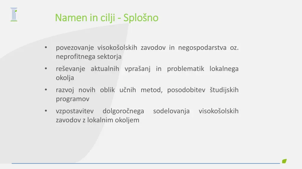 namen in cilji namen in cilji splo no