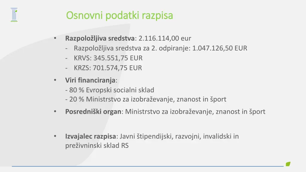osnovni podatki razpisa osnovni podatki razpisa 1