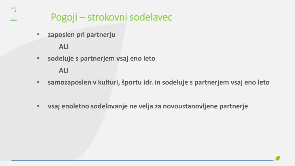 pogoji pogoji strokovni sodelavec strokovni