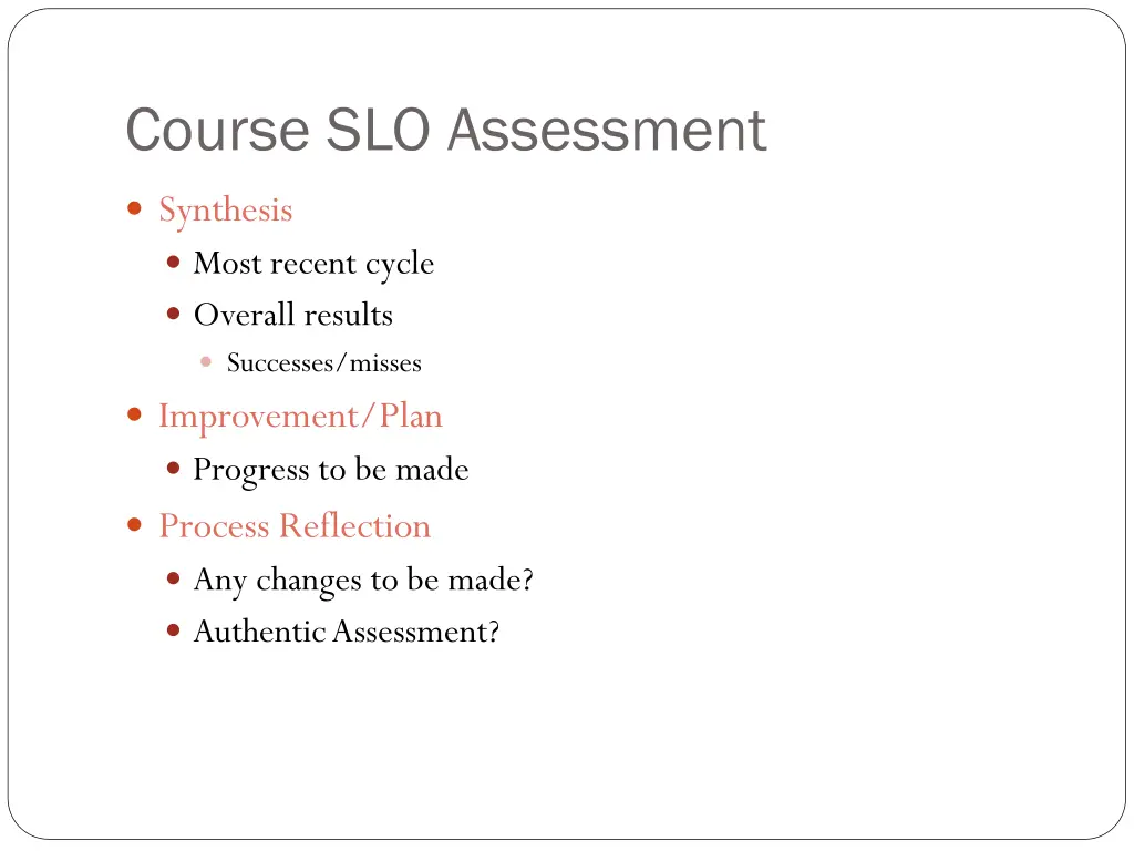 course slo assessment