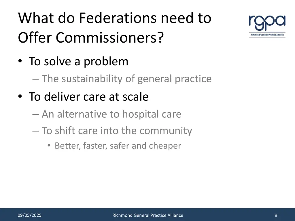 what do federations need to offer commissioners