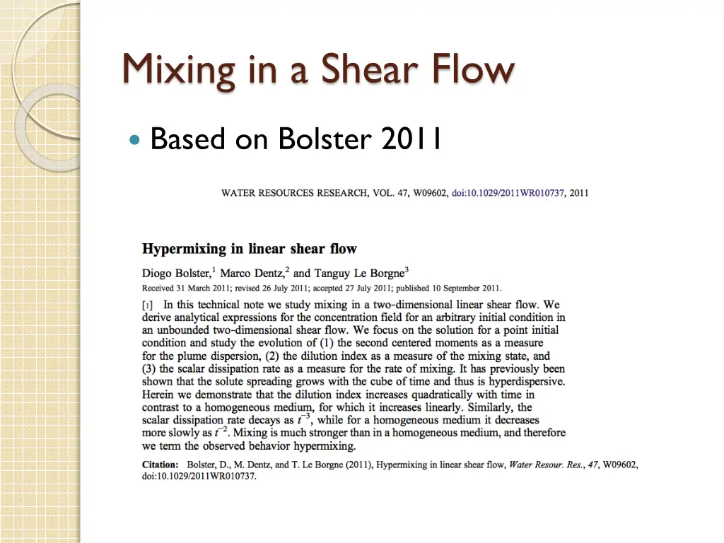 mixing in a shear flow