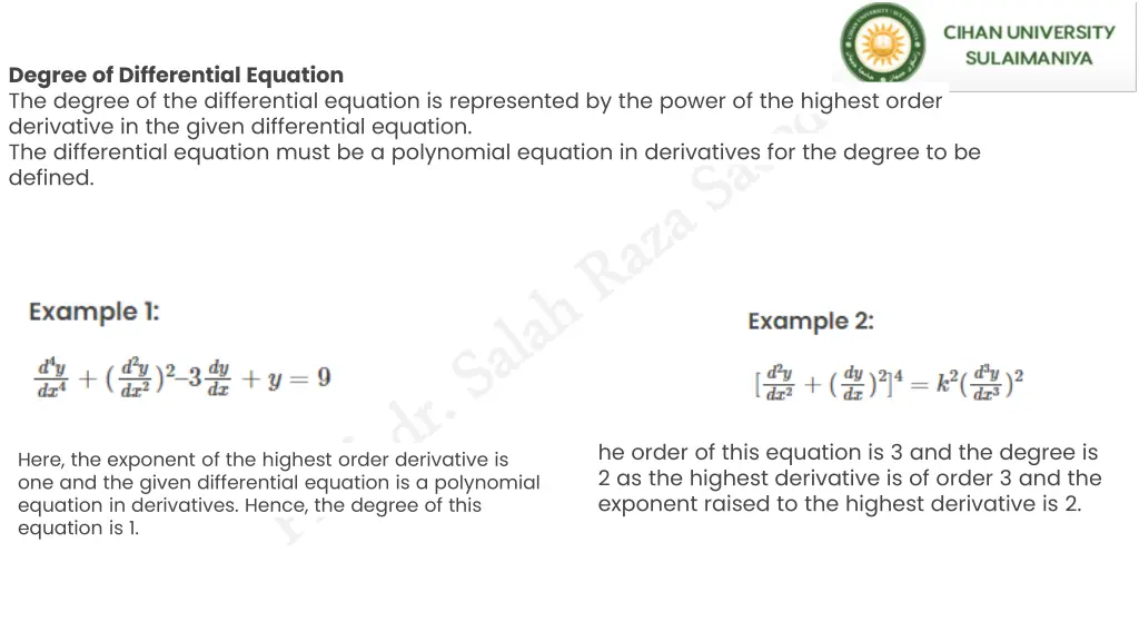 degree of differential equation the degree