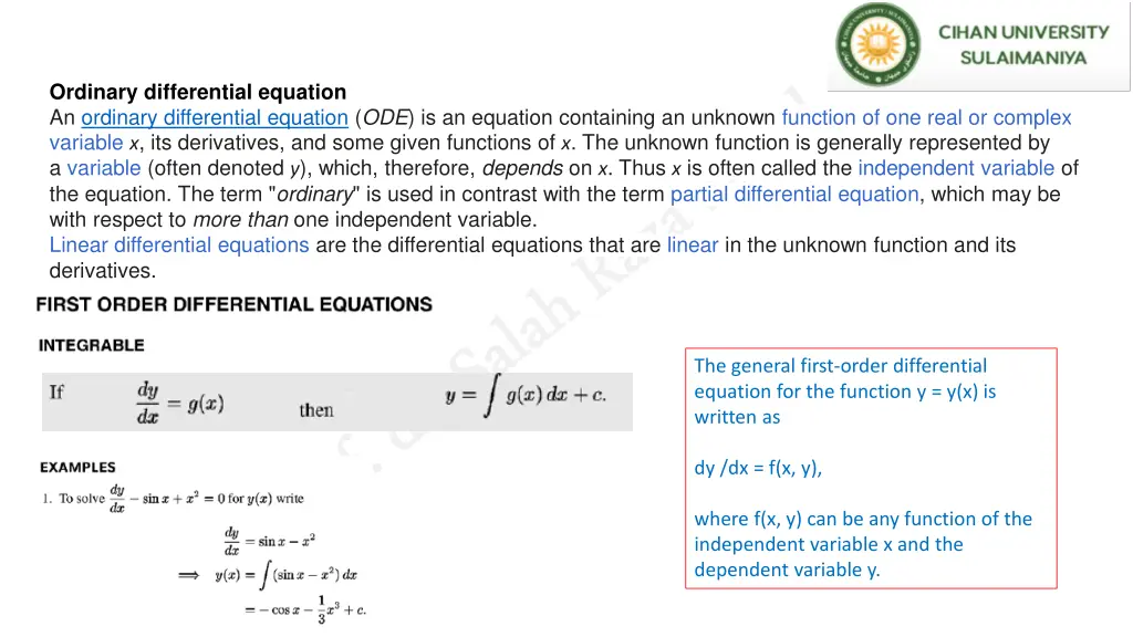 ordinary differential equation an ordinary