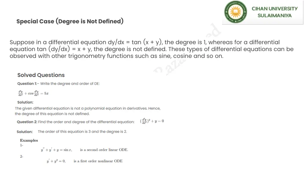 special case degree is not defined