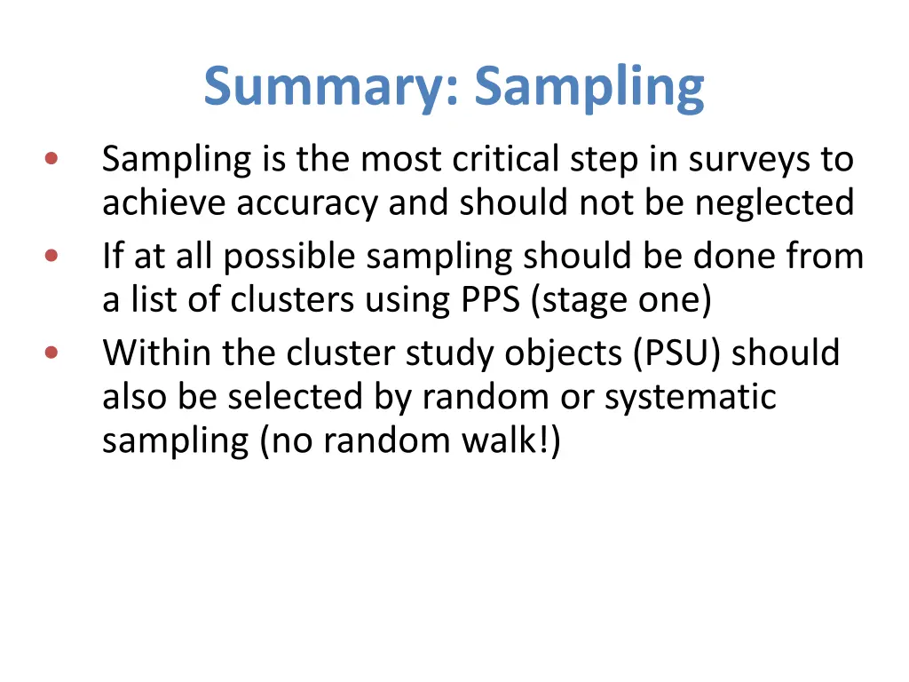 summary sampling