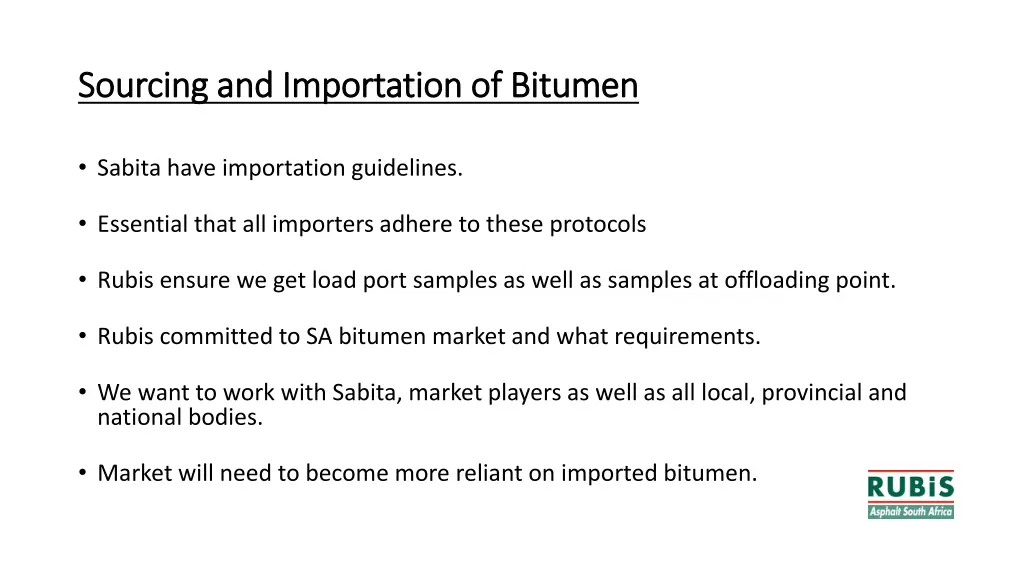 sourcing and importation of bitumen sourcing 2