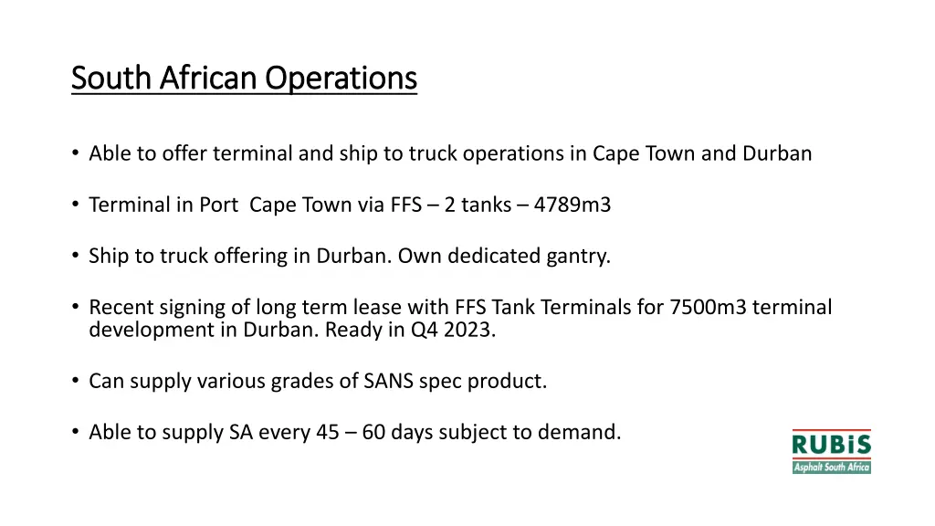 south african operations south african operations