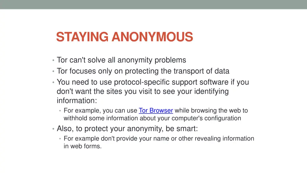 staying anonymous