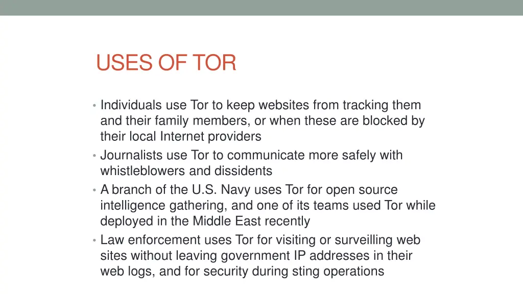 uses of tor