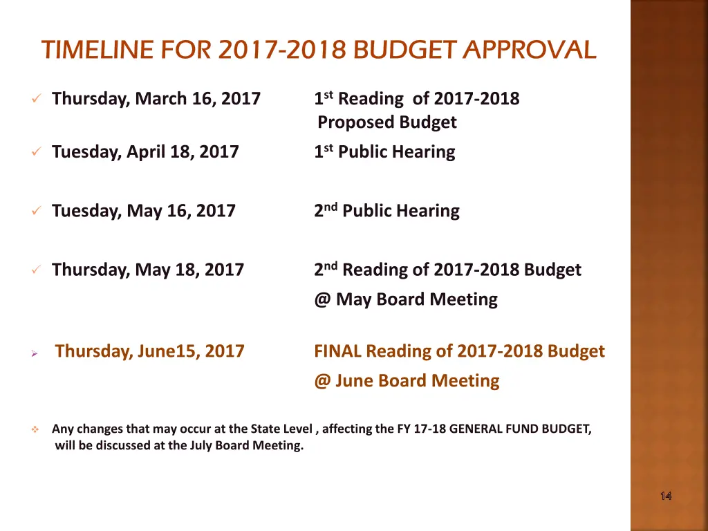 timeline for 2017 timeline for 2017 2018 budget