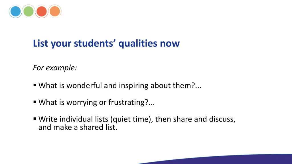 list your students qualities now