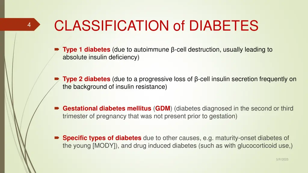 classification of diabetes