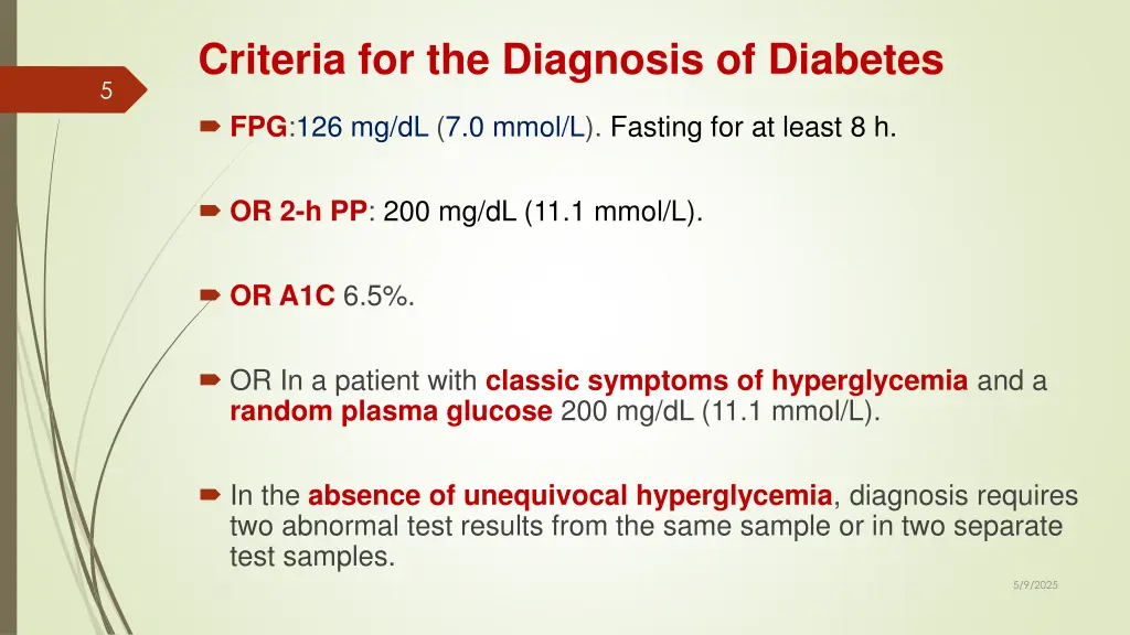 criteria for the diagnosis of diabetes