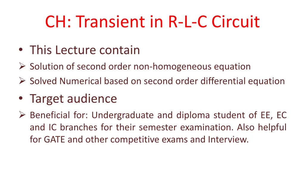 ch transient in r l c circuit