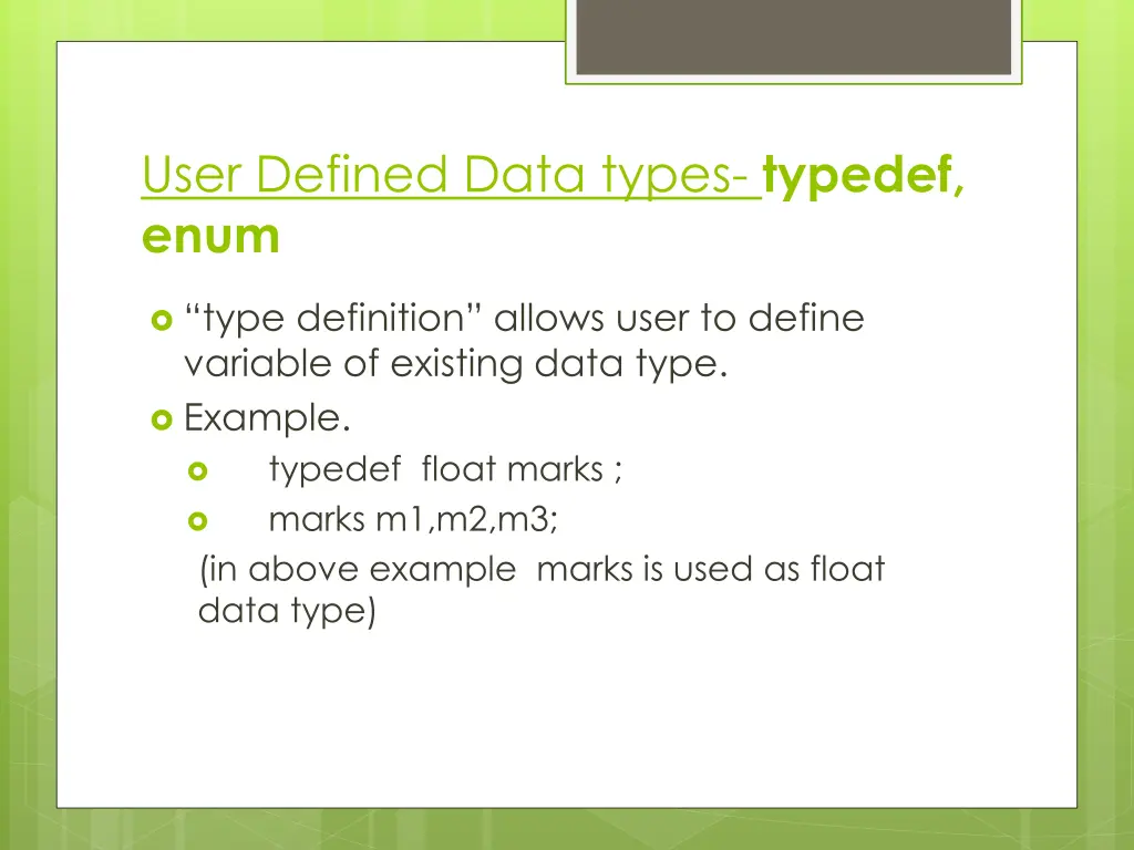 user defined data types typedef enum