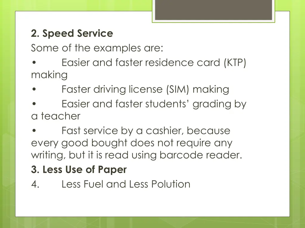 2 speed service some of the examples are easier