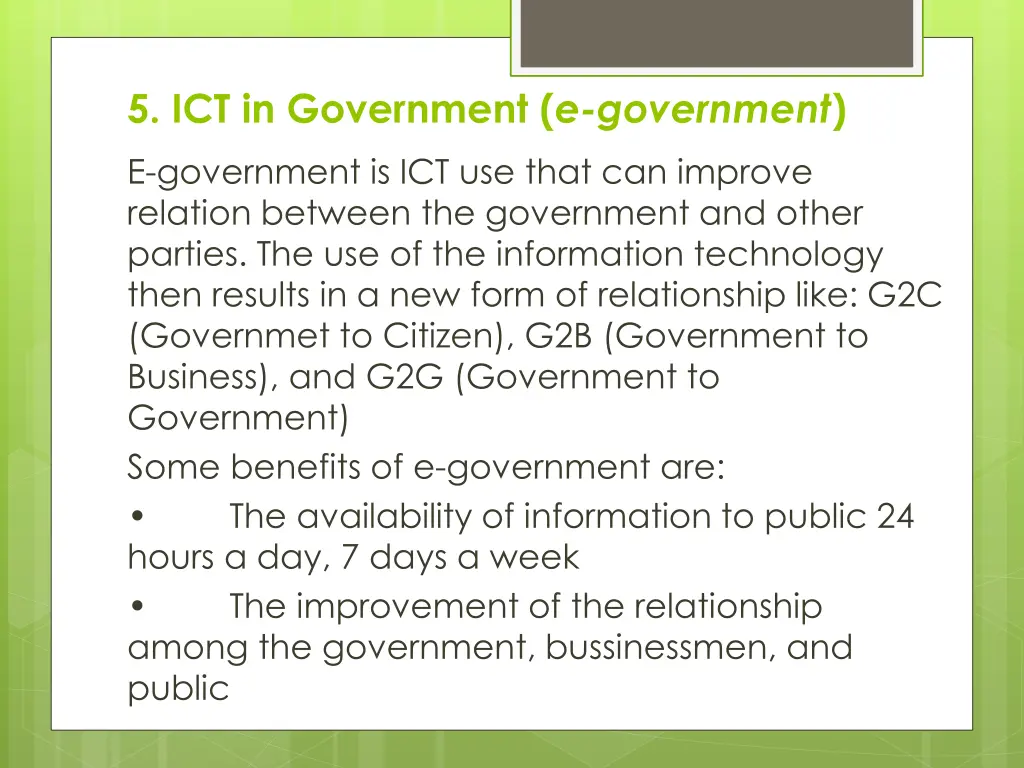 5 ict in government e government