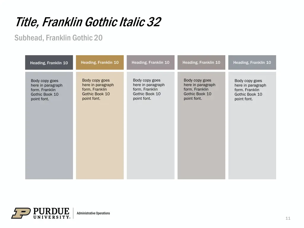 title franklin gothic italic 32 subhead franklin 5