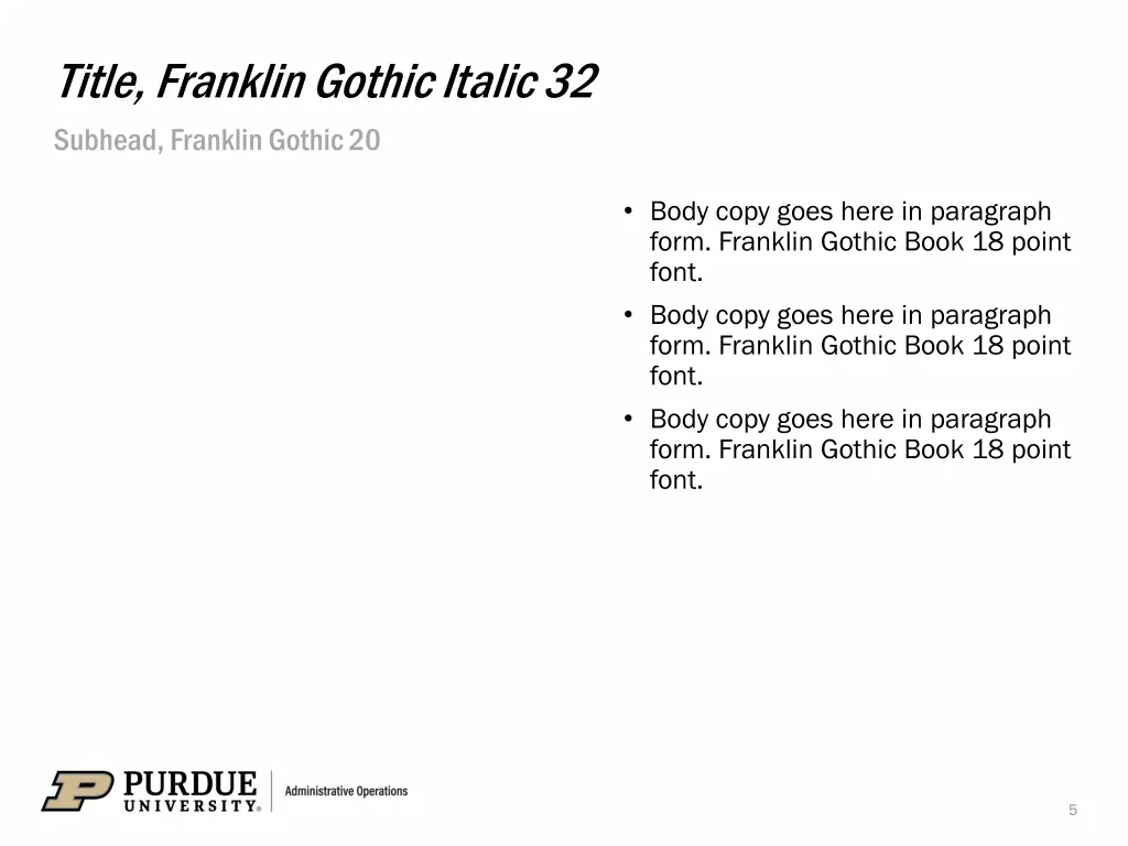 title franklin gothic italic 32 subhead franklin
