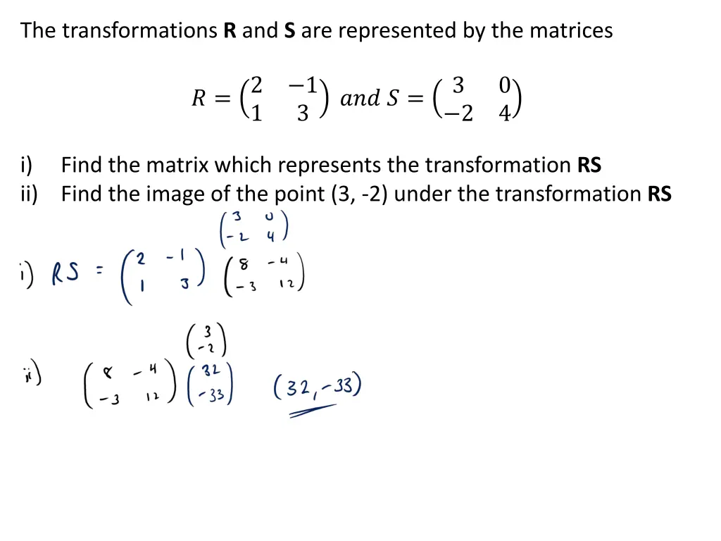 the transformations r and s are represented