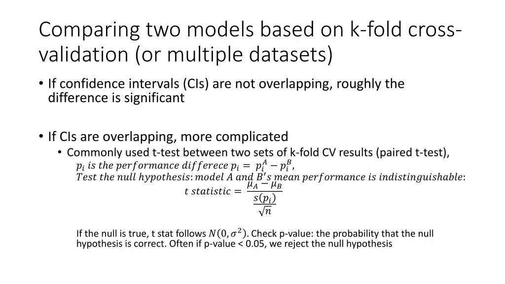 comparing two models based on k fold cross