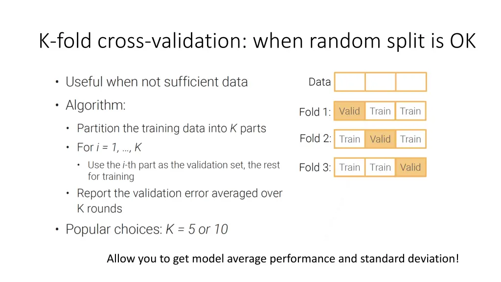 k fold cross validation when random split is ok