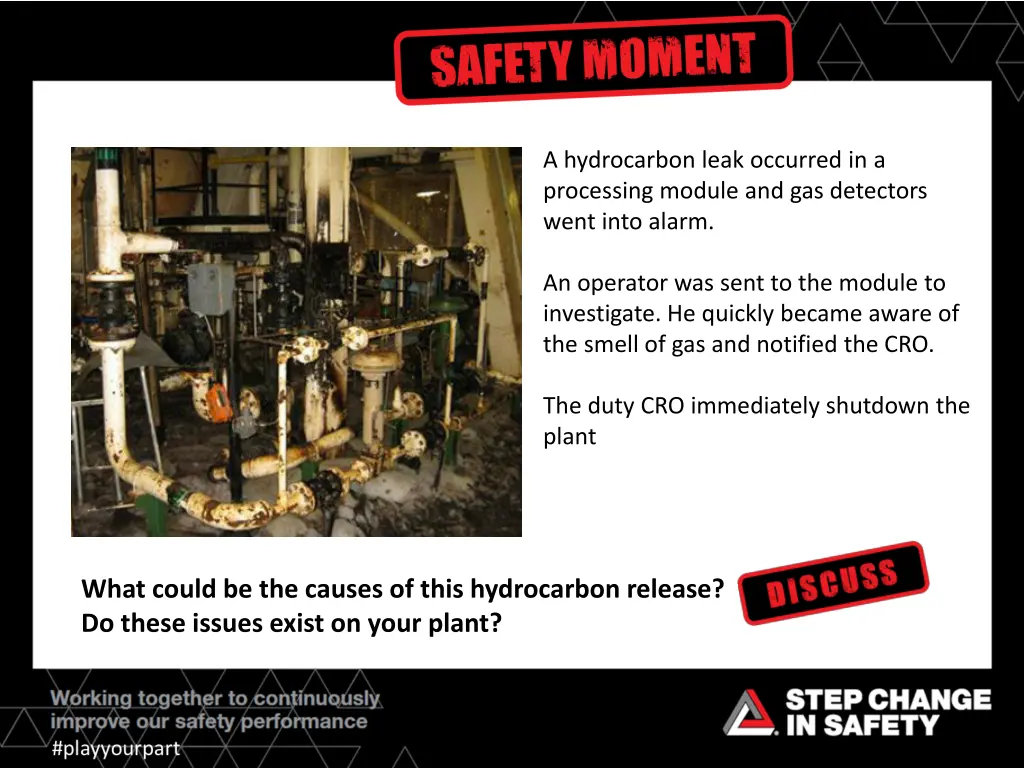 a hydrocarbon leak occurred in a processing