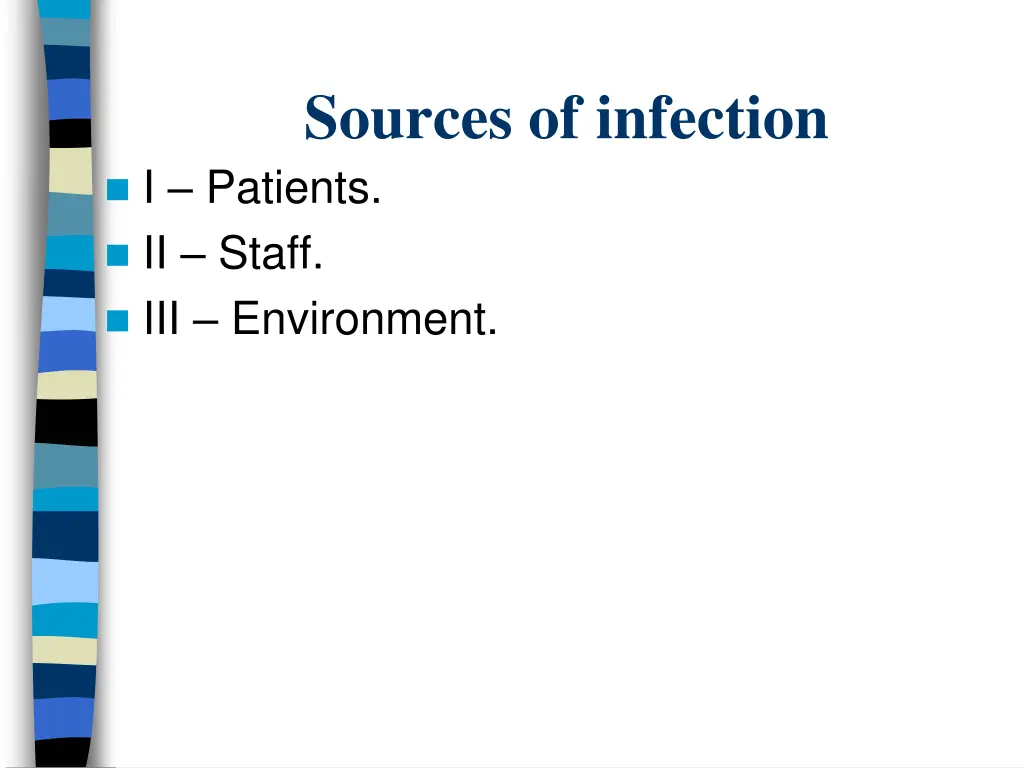 sources of infection i patients ii staff