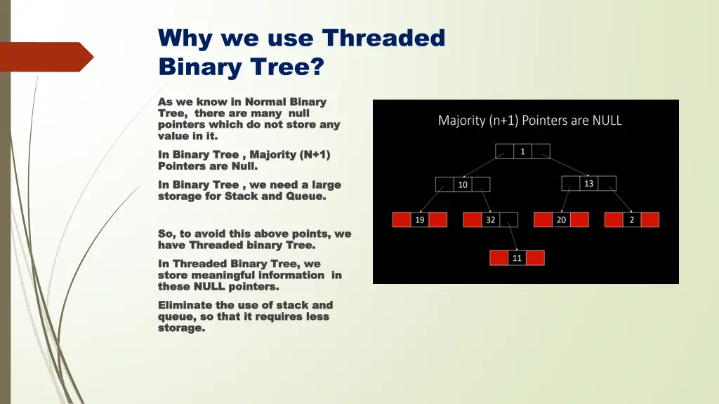 why we use threaded binary tree