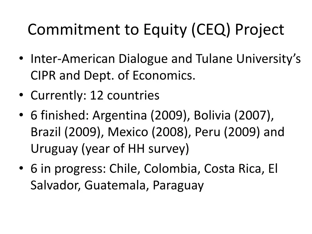 commitment to equity ceq project