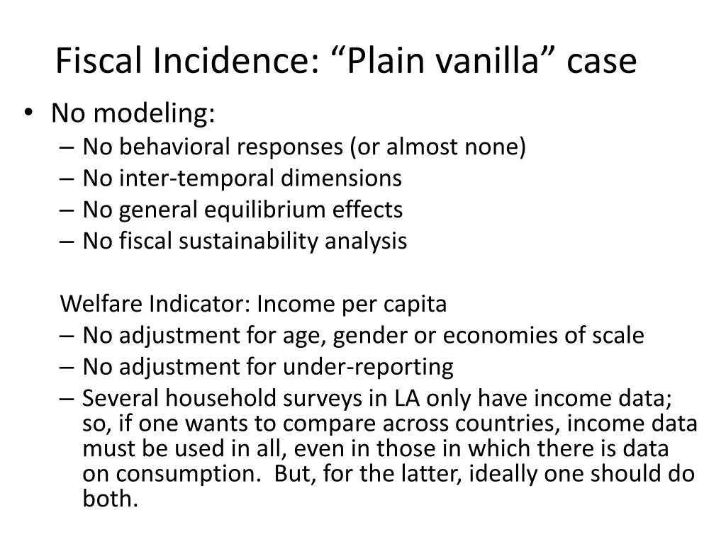 fiscal incidence plain vanilla case no modeling