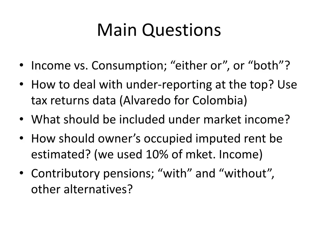 main questions